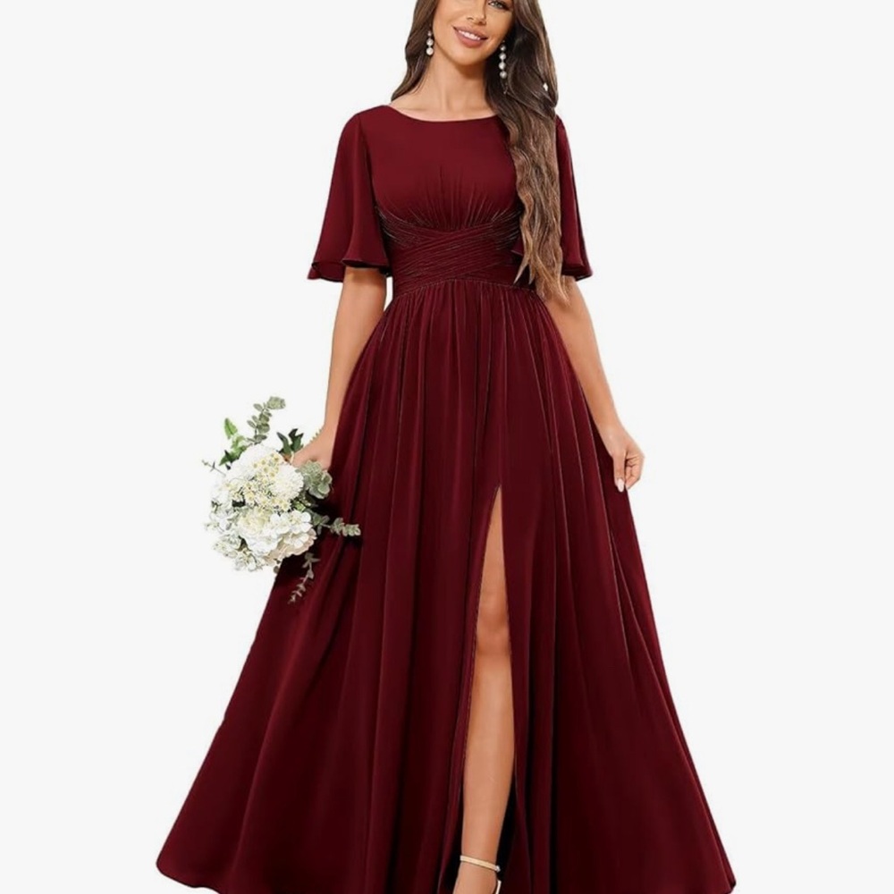 Elegant Burgundy Evening Gown